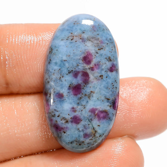 Outstanding Top Grade Quality 100% Natural Ruby Kyanite Oval Shape Cabochon Loose Gemstone For Making Jewelry 32.5 Ct. 27X15X4 mm V-5071