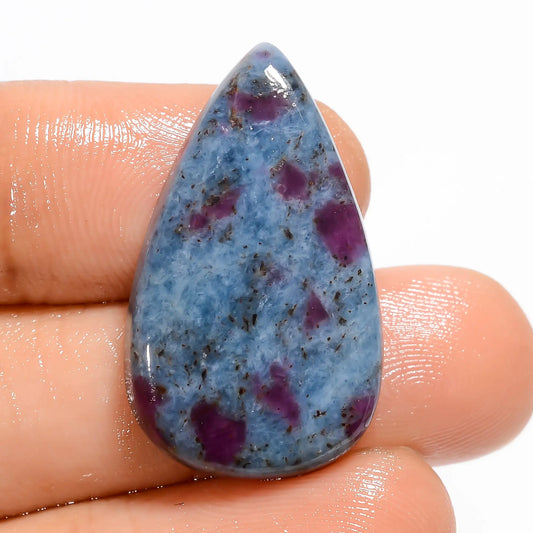 Splendid Top Grade Quality 100% Natural Ruby Kyanite Pear Shape Cabochon Loose Gemstone For Making Jewelry 30 Ct. 27X16X5 mm V-5072