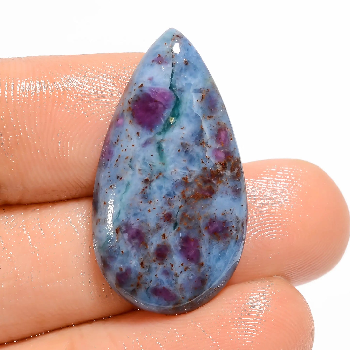 Superb Top Grade Quality 100% Natural Ruby Kyanite Pear Shape Cabochon Loose Gemstone For Making Jewelry 20 Ct. 28X15X3 mm V-5073