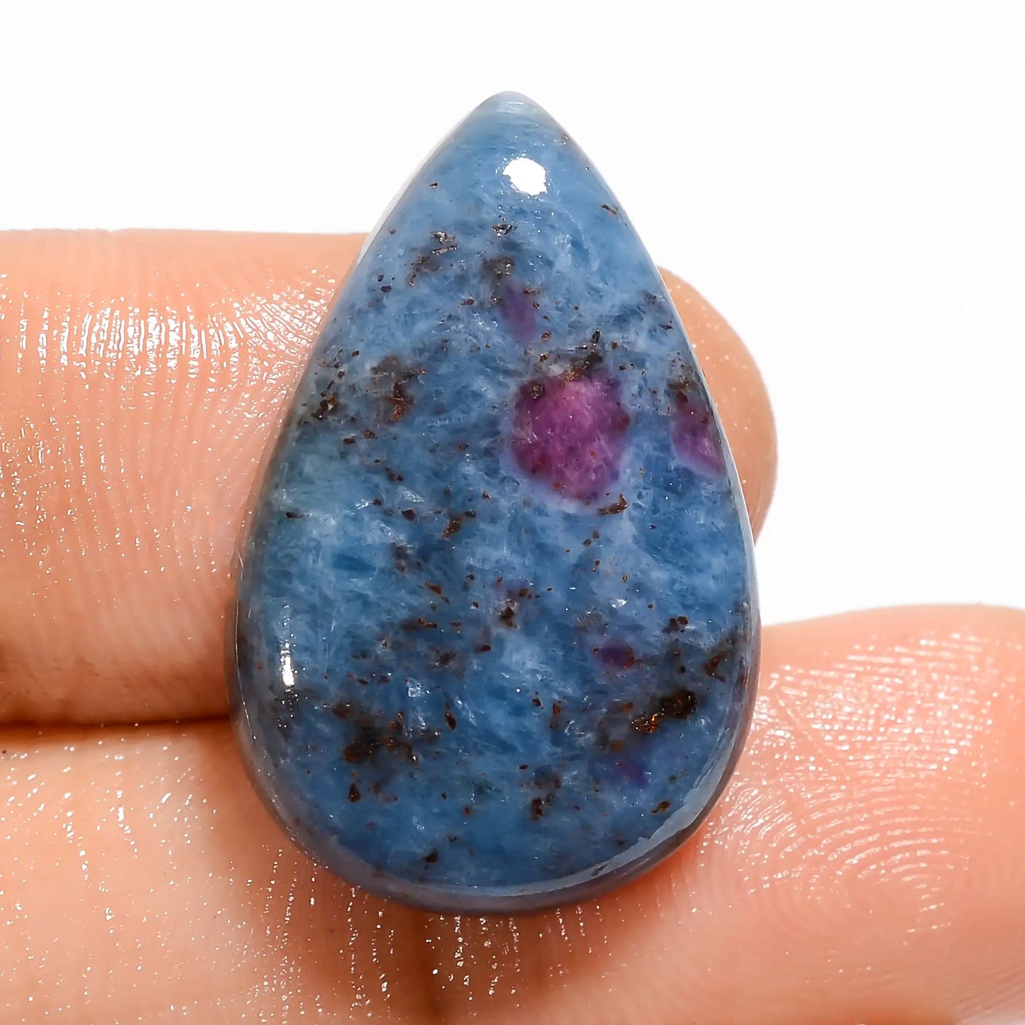 Supreme Top Grade Quality 100% Natural Ruby Kyanite Pear Shape Cabochon Loose Gemstone For Making Jewelry 24 Ct. 23X15X5 mm V-5075