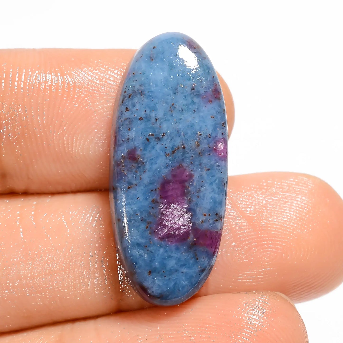 Tempting Top Grade Quality 100% Natural Ruby Kyanite Oval Shape Cabochon Loose Gemstone For Making Jewelry 24.5 Ct. 26X11X5 mm V-5076