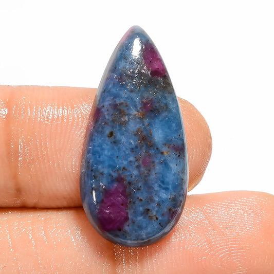 Unique Top Grade Quality 100% Natural Ruby Kyanite Pear Shape Cabochon Loose Gemstone For Making Jewelry 17.5 Ct. 26X12X4 mm V-5078