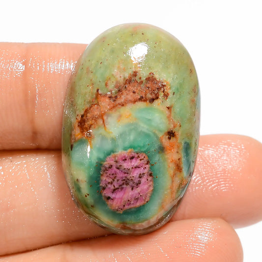 Wonderful Top Grade Quality 100% Natural Ruby Fuchsite Oval Shape Cabochon Loose Gemstone For Making Jewelry 40 Ct. 28X18X7 mm V-5079