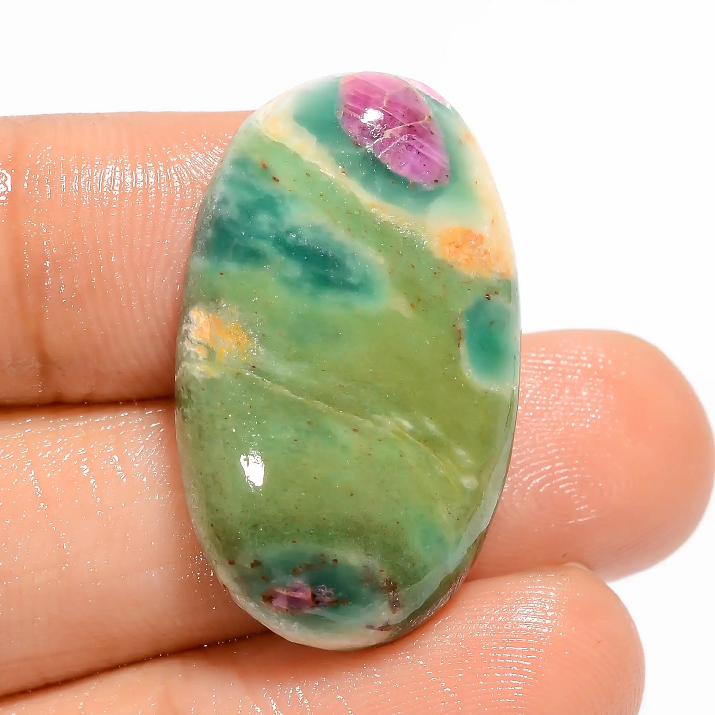 Amazing Top Grade Quality 100% Natural Ruby Fuchsite Oval Shape Cabochon Loose Gemstone For Making Jewelry 32 Ct. 28X17X6 mm V-5081