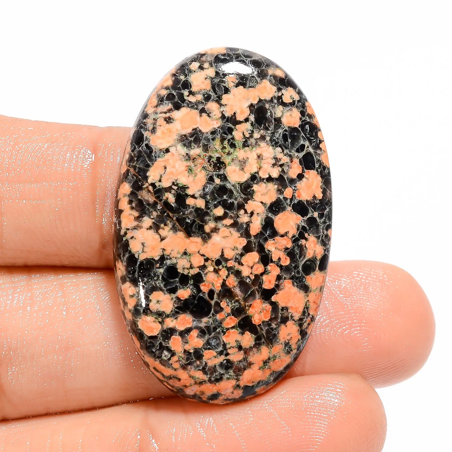 Incredible Top Grade Quality 100% Natural Flower Obsidian Oval Shape Cabochon Gemstone For Making Jewelry 33.5 Ct. 36X21X5 mm V-5094