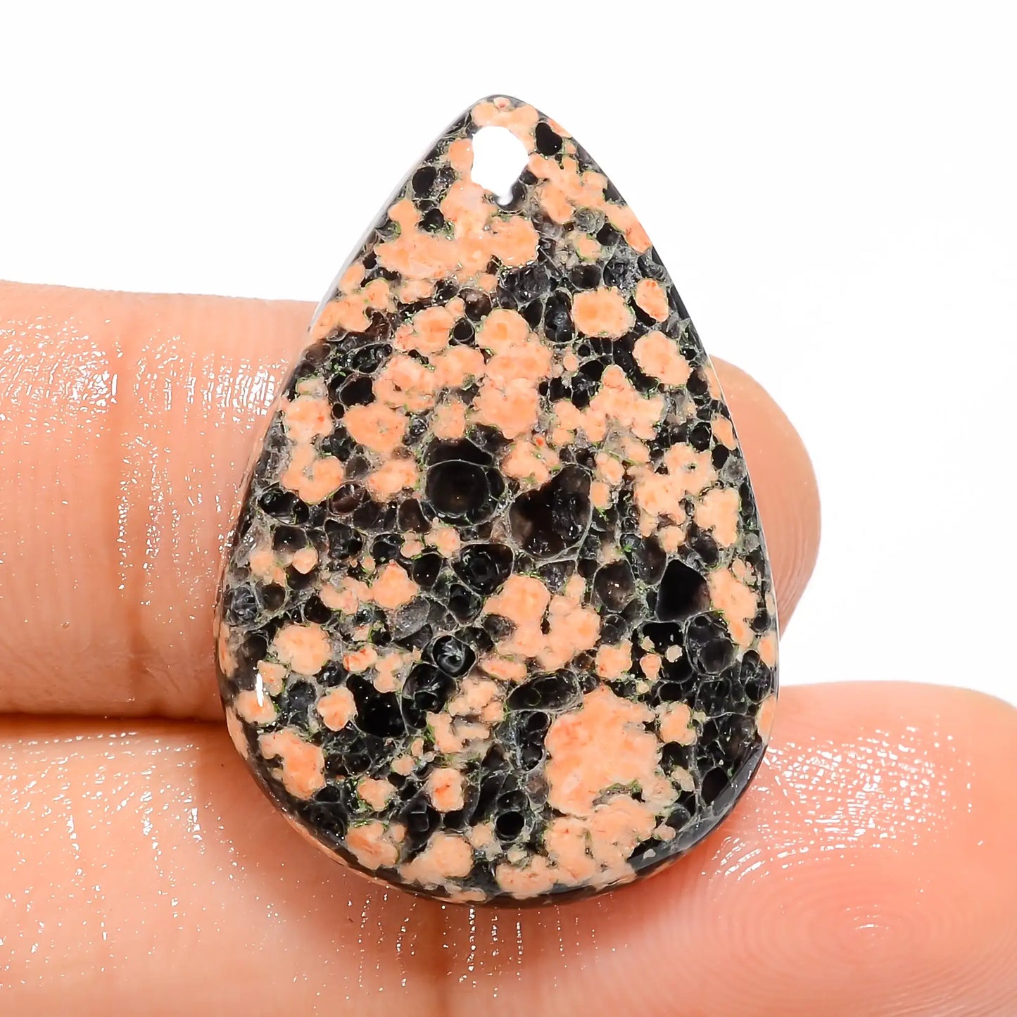 Marvellous Top Grade Quality 100% Natural Flower Obsidian Pear Shape Cabochon Loose Gemstone For Making Jewelry 16 Ct 27X18X4 mm V-5095