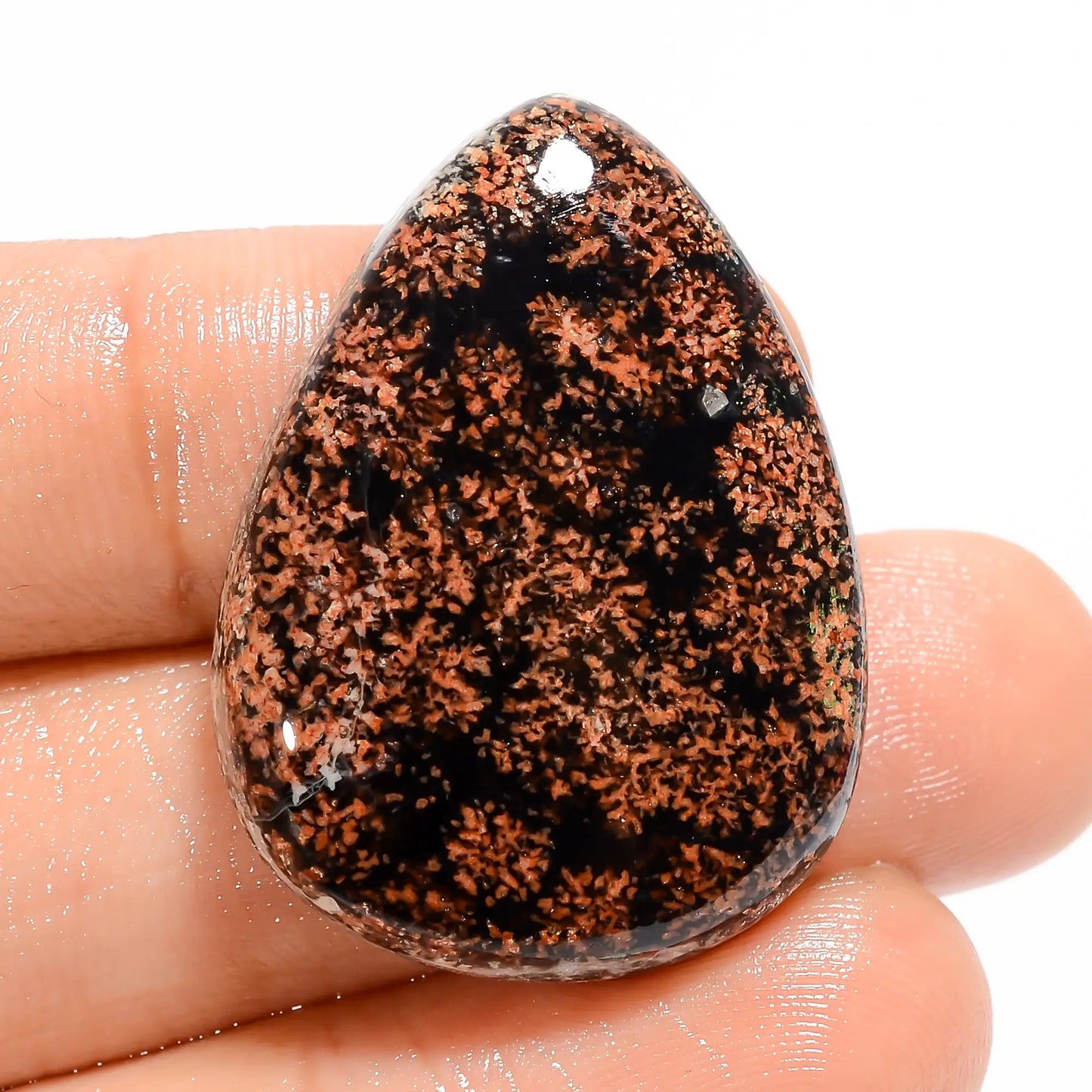 Outstanding Top Grade Quality 100% Natural Flower Obsidian Pear Shape Cabochon Loose Gemstone For Making Jewelry 37.5 Ct 30X22X6 mm V-5097