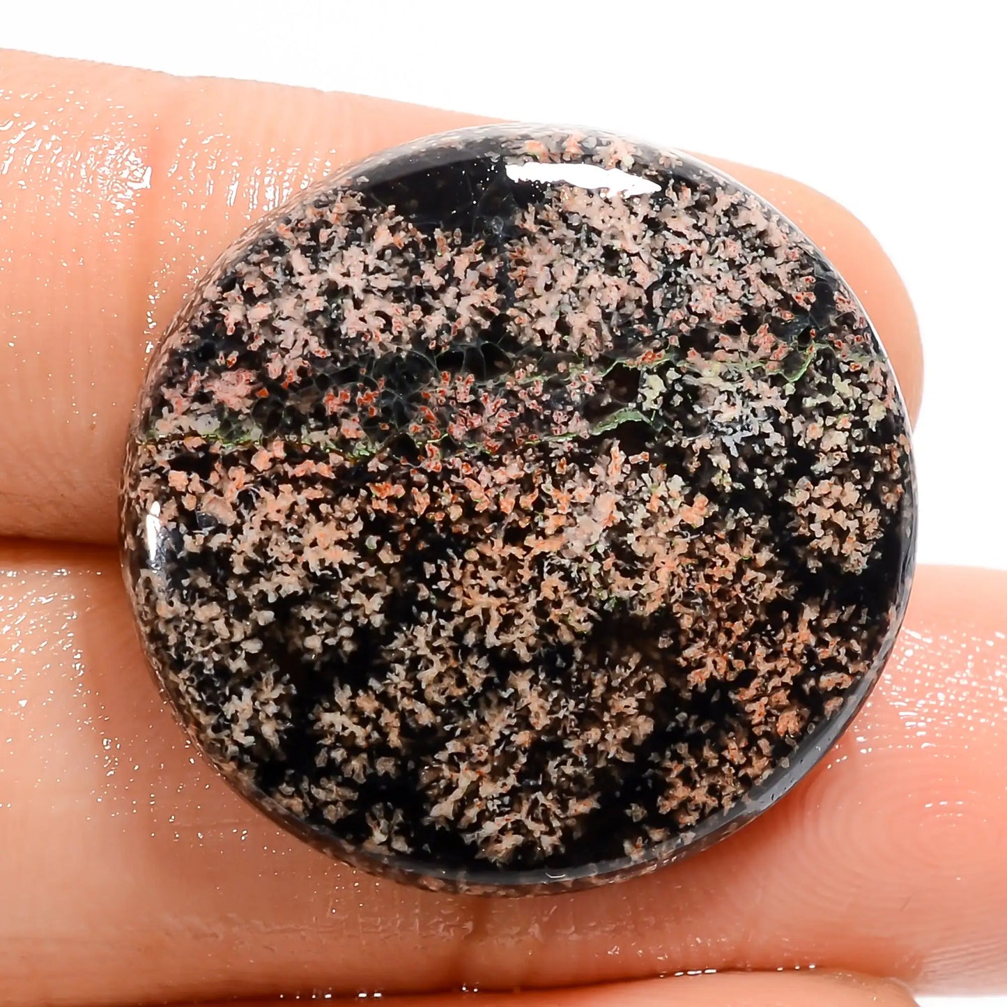 Splendid Top Grade Quality 100% Natural Flower Obsidian Round Shape Cabochon Loose Gemstone For Making Jewelry 23.5 Ct. 23X23X4 mm V-5098