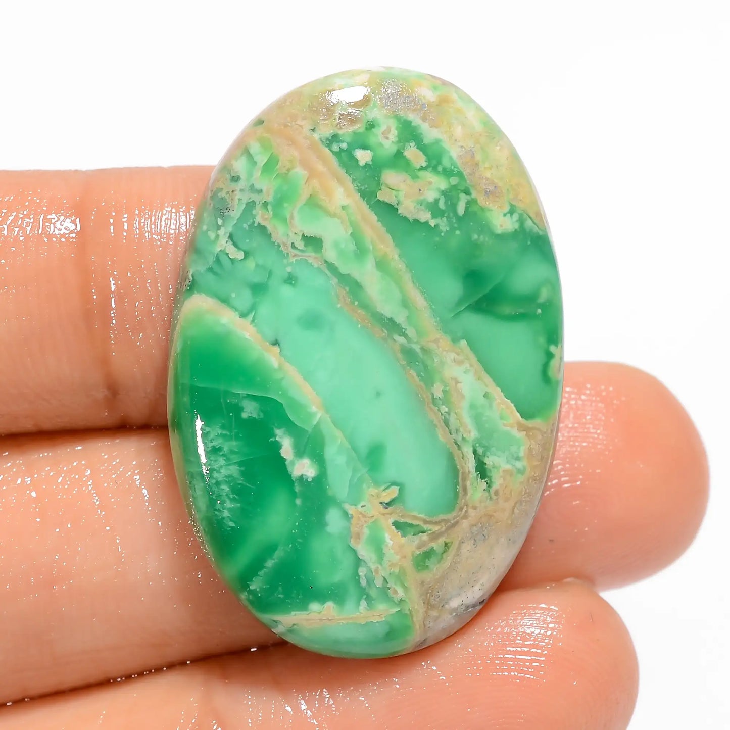 Beautiful Top Grade Quality 100% Natural Variscite Oval Shape Cabochon Loose Gemstone For Making Jewelry 35.5 Ct. 32X21X5 mm V-5109