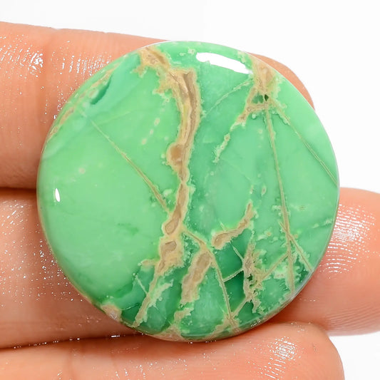 Classic Top Grade Quality 100% Natural Variscite Round Shape Cabochon Loose Gemstone For Making Jewelry 31.5 Ct. 25X25X5 mm V-5110