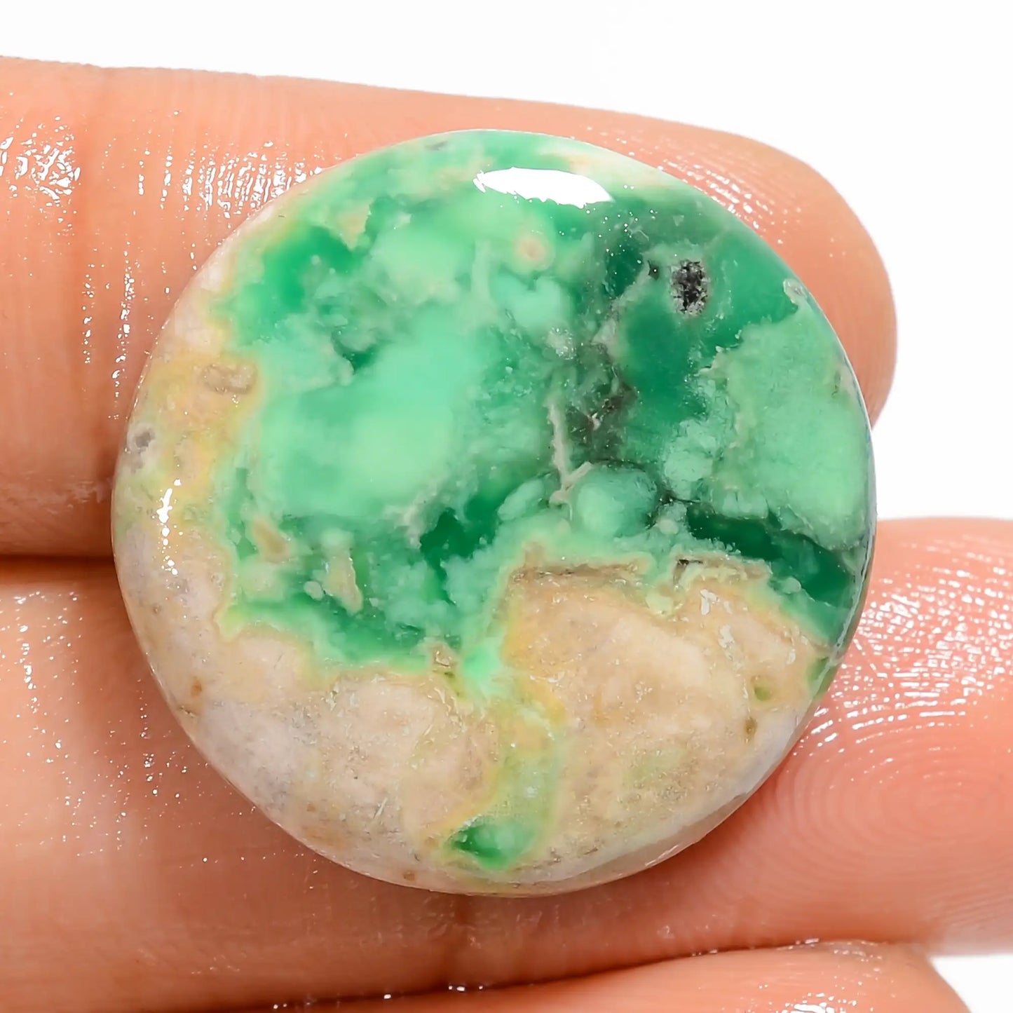 Dazzling Top Grade Quality 100% Natural Variscite Round Shape Cabochon Loose Gemstone For Making Jewelry 18 Ct. 21X21X4 mm V-5111