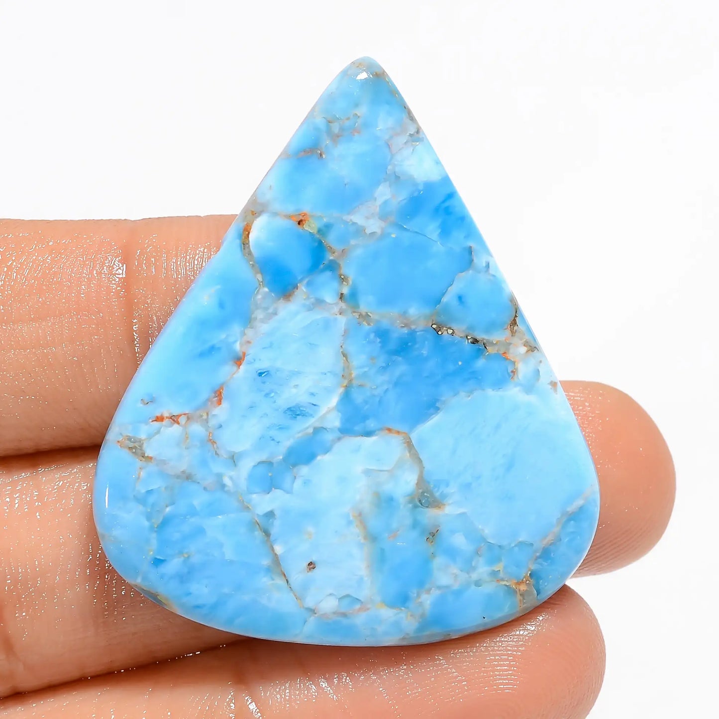 Incredible Top Grade Quality 100% Natural Neon Blue Apatite Pear Shape Cabochon Loose Gemstone For Making Jewelry 42 Ct. 38X32X4 mm V-5119