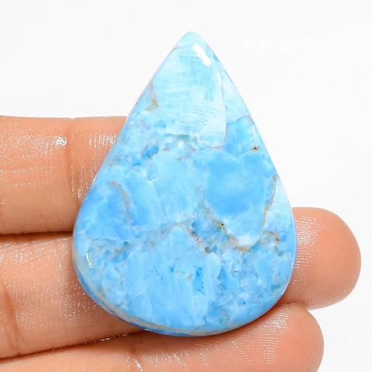 Mind Blowing Top Grade Quality 100% Natural Neon Blue Apatite Pear Shape Cabochon Loose Gemstone For Making Jewelry 60 Ct. 38X28X5 mm V-5121