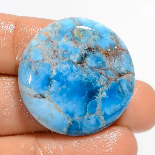 Outstanding Top Grade Quality 100% Natural Neon Blue Apatite Round Shape Cabochon Loose Gemstone For Making Jewelry 46 Ct. 26X26X5 mm V-5122