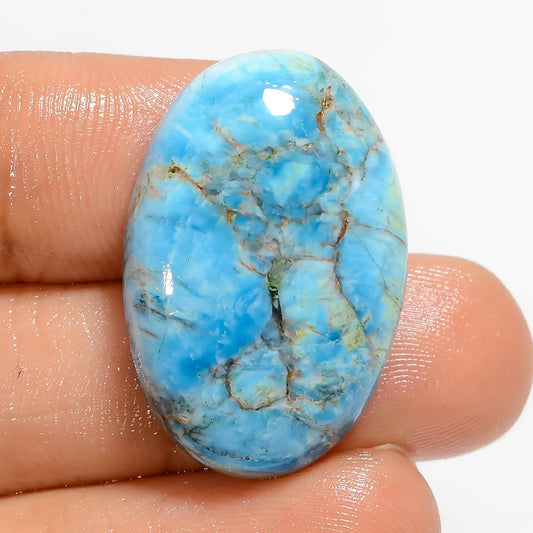 Tempting Top Grade Quality 100% Natural Neon Blue Apatite Oval Shape Cabochon Loose Gemstone For Making Jewelry 31 Ct. 26X17X5 mm V-5127