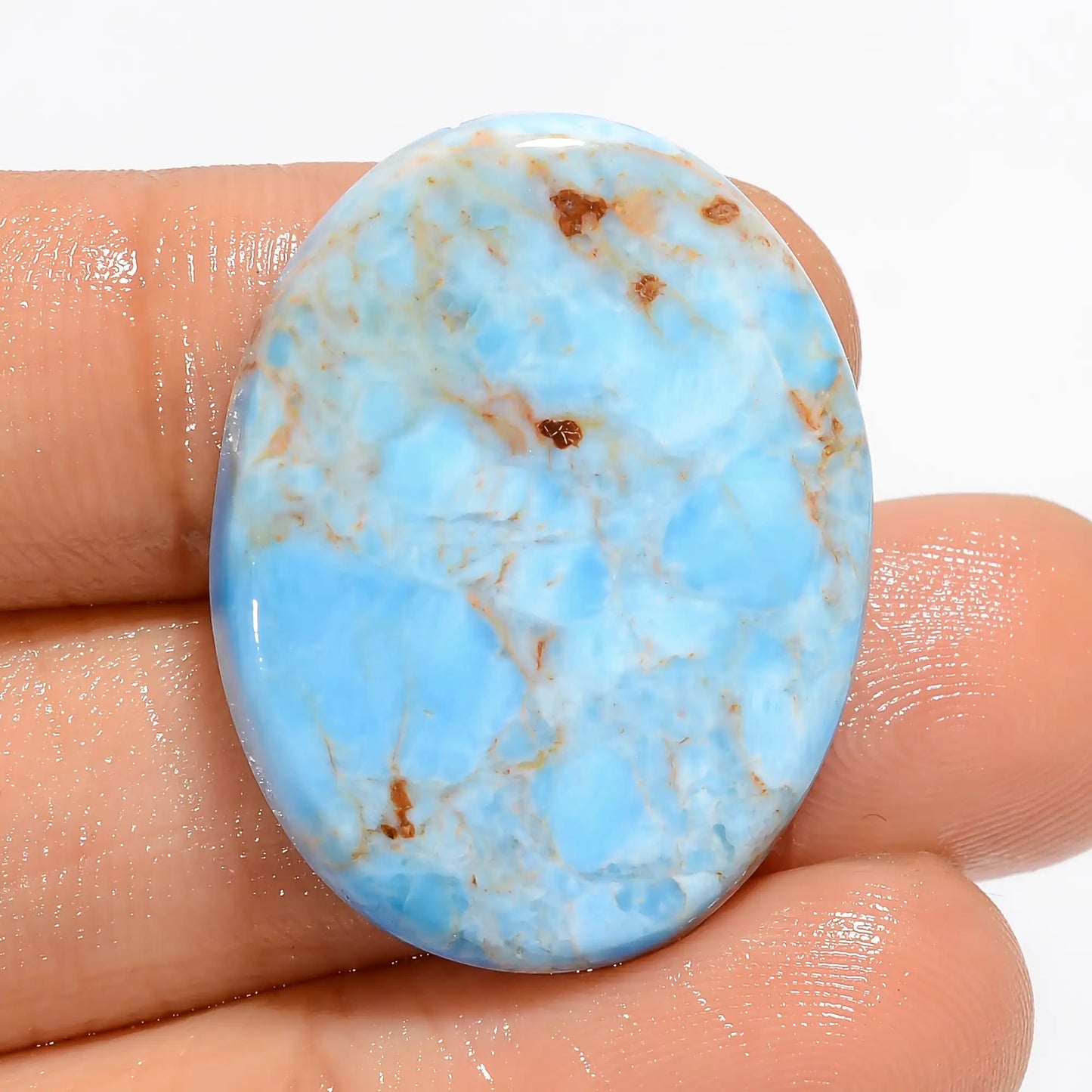 Terrific Top Grade Quality 100% Natural Neon Blue Apatite Oval Shape Cabochon Loose Gemstone For Making Jewelry 32 Ct. 28X21X5 mm V-5128