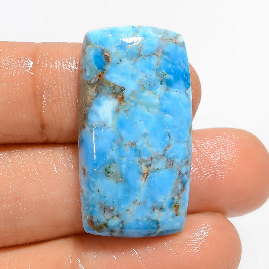 Unique Top Grade Quality 100% Natural Neon Blue Apatite Radiant Shape Cabochon Loose Gemstone For Making Jewelry 37 Ct. 29X15X5 mm V-5129