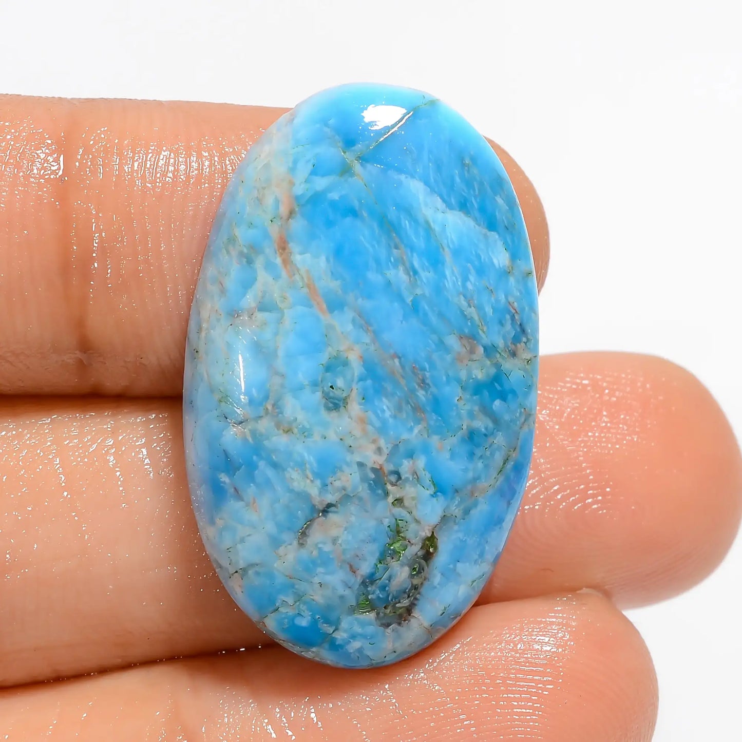 Wonderful Top Grade Quality 100% Natural Neon Blue Apatite Oval Shape Cabochon Loose Gemstone For Making Jewelry 32.5 Ct. 28X16X5 mm V-5130