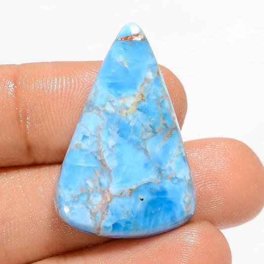 Classic Top Grade Quality 100% Natural Neon Blue Apatite Pear Shape Cabochon Loose Gemstone For Making Jewelry 29.5 Ct. 20X19X5 mm V-5135