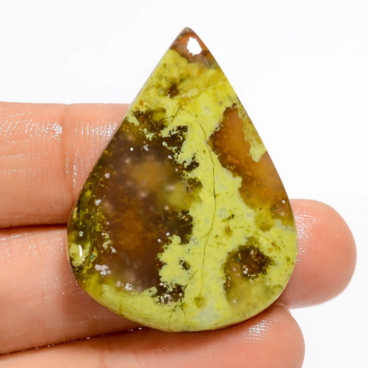 Supreme Top Grade Quality 100% Natural Green Opal Pear Shape Cabochon Loose Gemstone For Making Jewelry 43.5 Ct. 36X27X5 mm V-5151