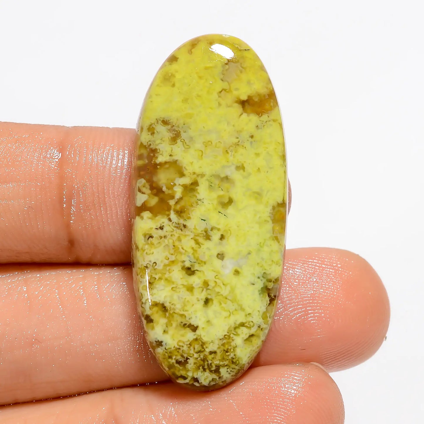 Wonderful Top Grade Quality 100% Natural Green Opal Oval Shape Cabochon Loose Gemstone For Making Jewelry 27 Ct. 37X15X5 mm V-5155