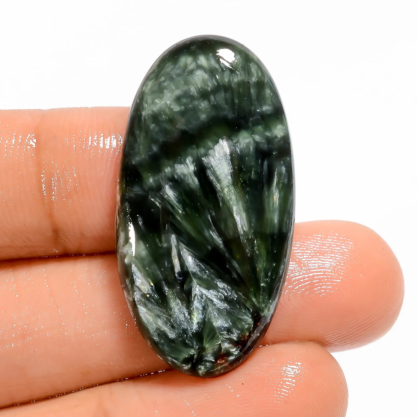 Mind Blowing Top Grade Quality 100% Natural Seraphinite Oval Shape Cabochon Loose Gemstone For Making Jewelry 29 Ct. 33X17X5 mm V-5170