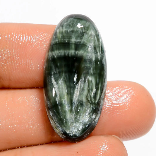 Outstanding Top Grade Quality 100% Natural Seraphinite Oval Shape Cabochon Loose Gemstone For Making Jewelry 20.5 Ct. 27X13X5 mm V-5171