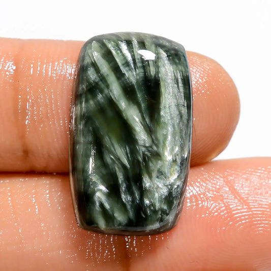 Splendid Top Grade Quality 100% Natural Seraphinite Radiant Shape Cabochon Loose Gemstone For Making Jewelry 16 Ct. 21X12X5 mm V-5172