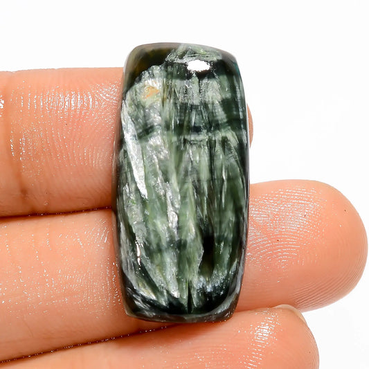 Tempting Top Grade Quality 100% Natural Seraphinite Radiant Shape Cabochon Loose Gemstone For Making Jewelry 20.5 Ct. 27X13X5 mm V-5176