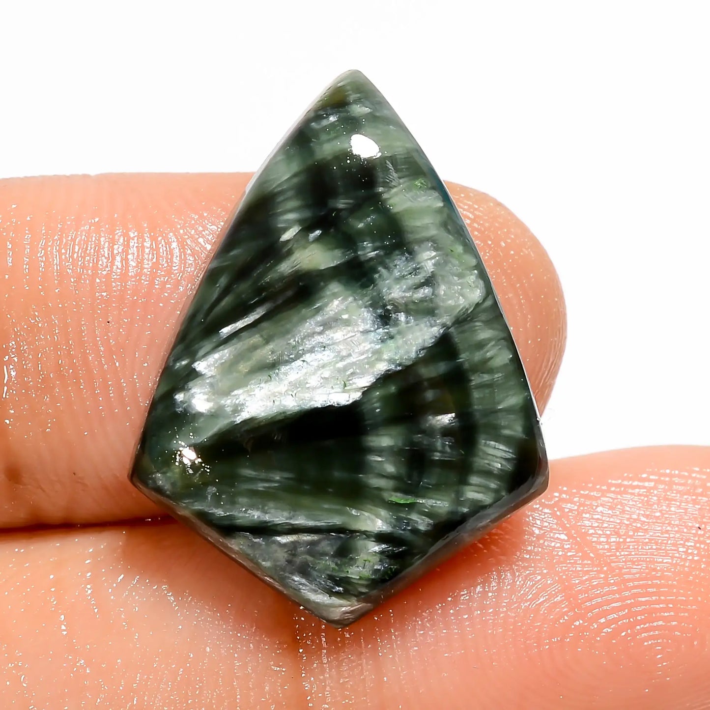 Unique Top Grade Quality 100% Natural Seraphinite Shield Shape Cabochon Loose Gemstone For Making Jewelry 12.5 Ct. 22X17X5 mm V-5178