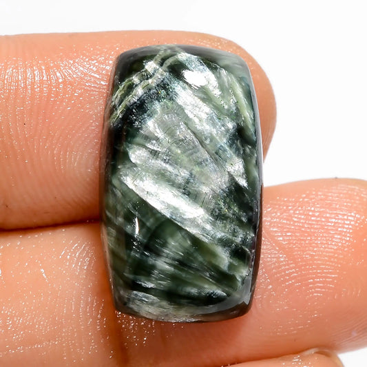 Wonderful Top Grade Quality 100% Natural Seraphinite Radiant Shape Cabochon Loose Gemstone For Making Jewelry 14 Ct. 20X11X5 mm V-5179