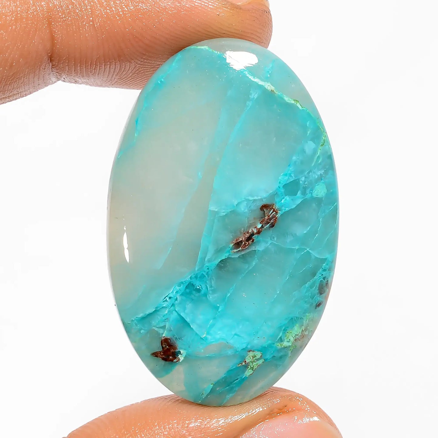 Incredible Top Grade Quality 100% Natural Aqua Chrysocolla Oval Shape Cabochon Loose Gemstone For Making Jewelry 45 Ct. 38X24X5 mm V-5194