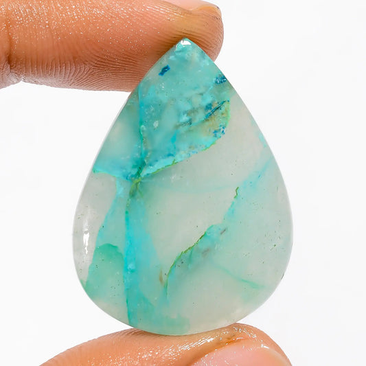 Marvellous Top Grade Quality 100% Natural Aqua Chrysocolla Pear Shape Cabochon Loose Gemstone For Making Jewelry 30 Ct. 33X24X5 mm V-5195