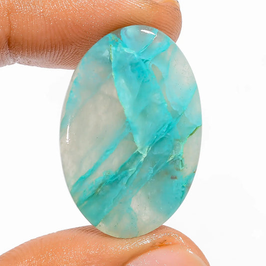 Mind Blowing Top Grade Quality 100% Natural Aqua Chrysocolla Oval Shape Cabochon Loose Gemstone For Making Jewelry 16.5 Ct. 29X19X4 mm V-5196