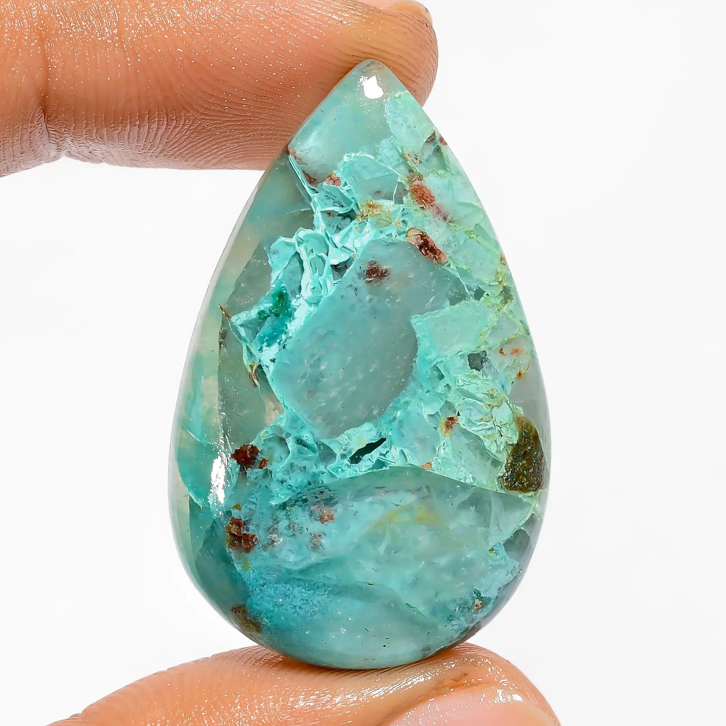 Splendid Top Grade Quality 100% Natural Aqua Chrysocolla Pear Shape Cabochon Loose Gemstone For Making Jewelry 40.5 Ct. 36X22X6 mm V-5198