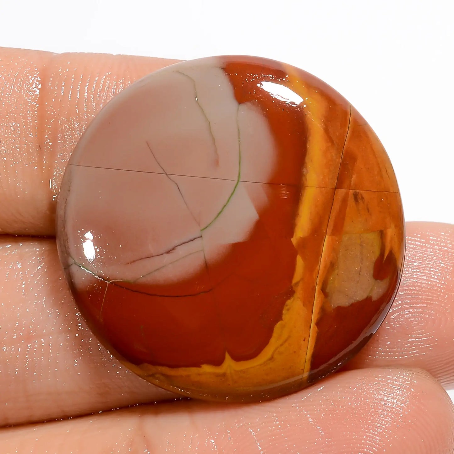 Unique Top Grade Quality 100% Natural Noreena Jasper Round Shape Cabochon Loose Gemstone For Making Jewelry 27 Ct. 26X26X4 mm V-5204