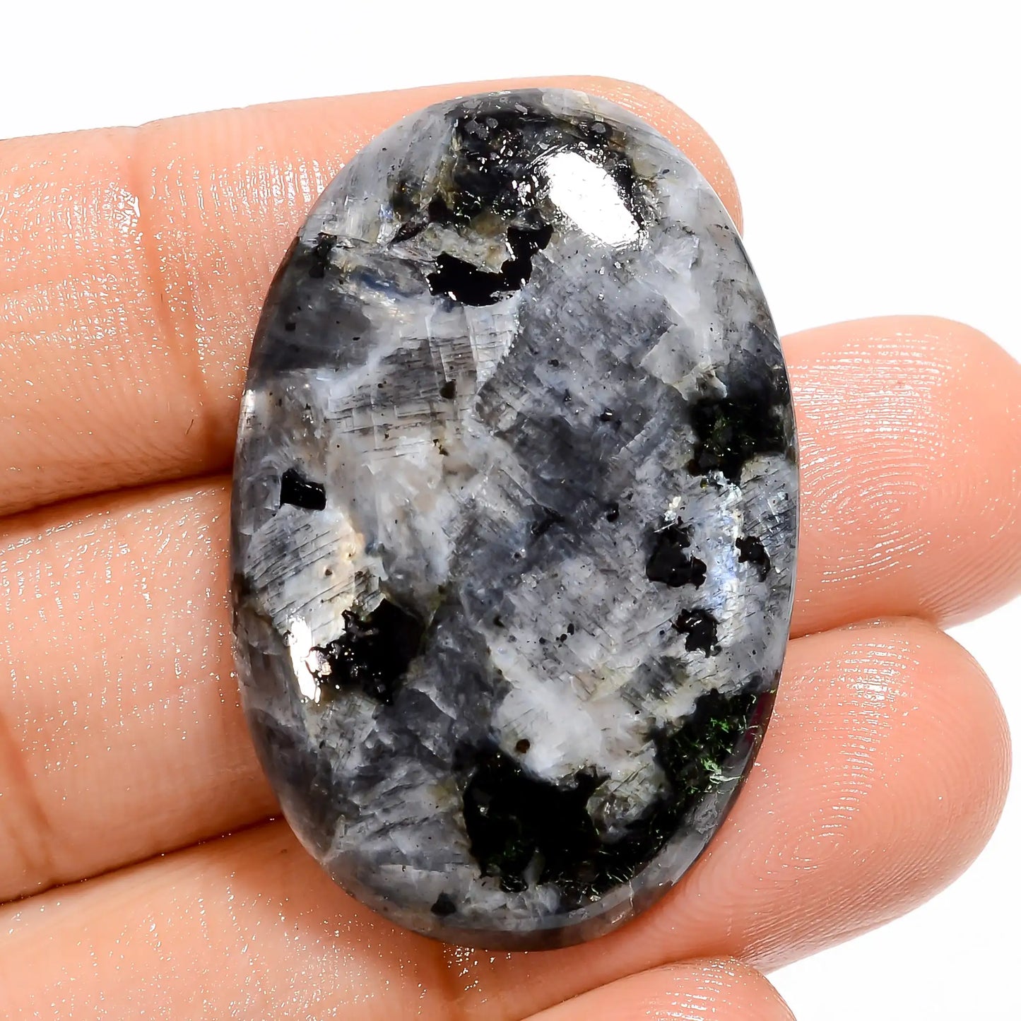 Dazzling Top Grade Quality 100% Natural Larvikite Oval Shape Cabochon Loose Gemstone For Making Jewelry 39 Ct. 34X22X5 mm V-5213