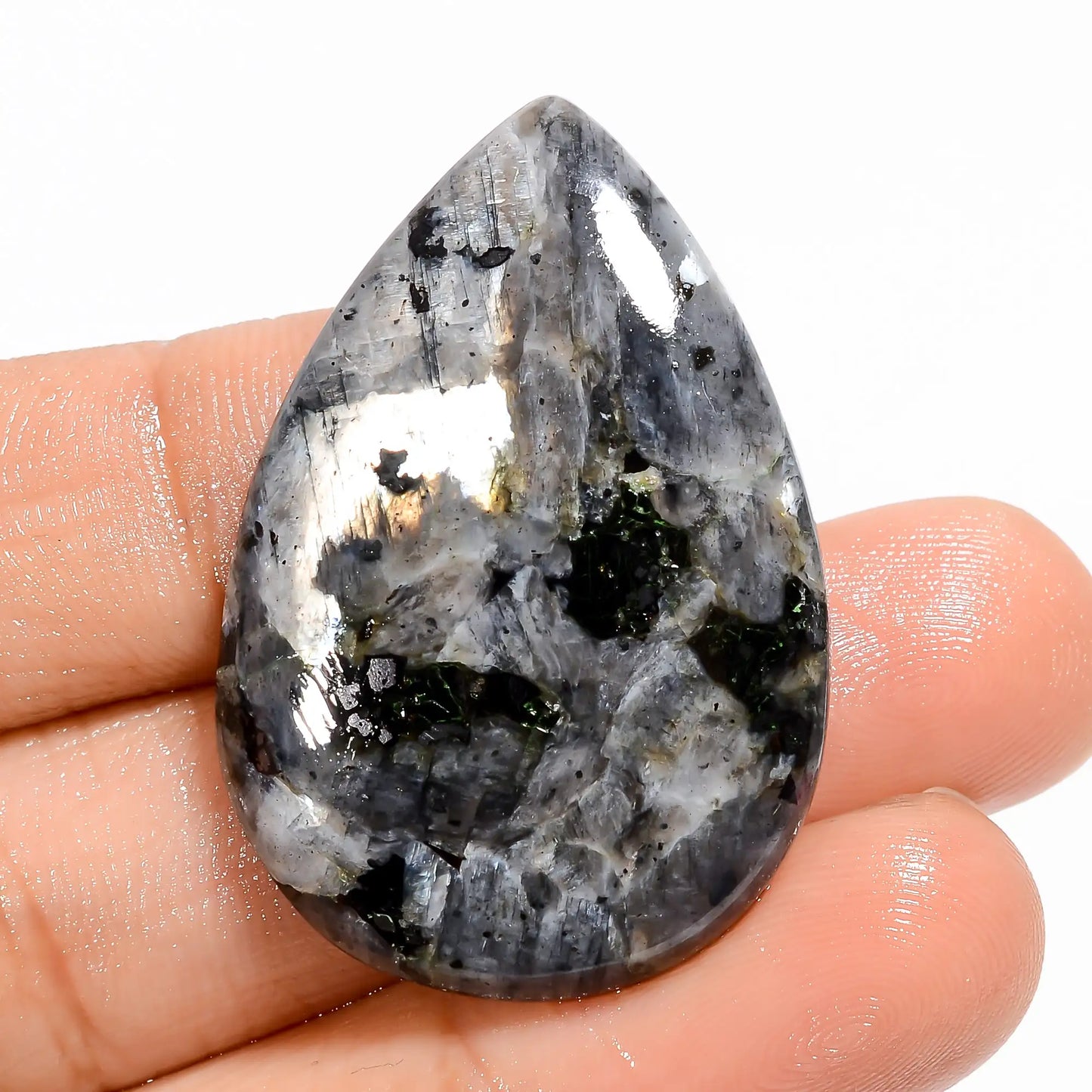 Exclusive Top Grade Quality 100% Natural Larvikite Pear Shape Cabochon Loose Gemstone For Making Jewelry 44 Ct. 36X24X5 mm V-5215