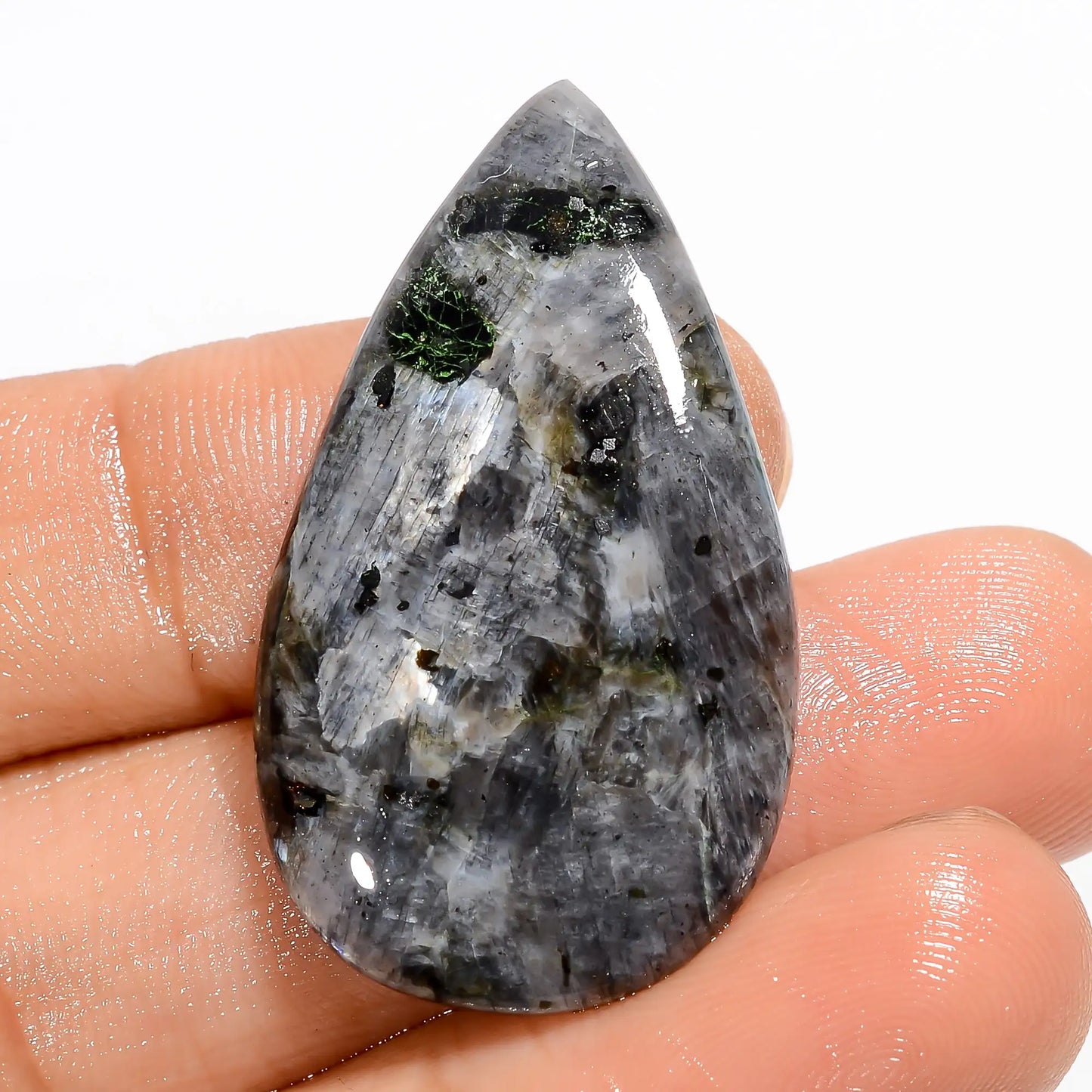 Elegant Top Grade Quality 100% Natural Larvikite Pear Shape Cabochon Loose Gemstone For Making Jewelry 29.5 Ct. 35X19X4 mm V-5216