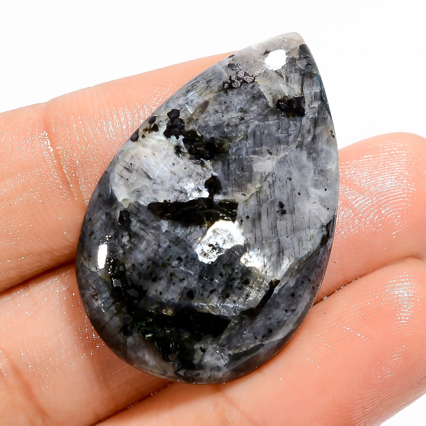 Gorgeous Top Grade Quality 100% Natural Larvikite Pear Shape Cabochon Loose Gemstone For Making Jewelry 34.5 Ct. 33X22X5 mm V-5218