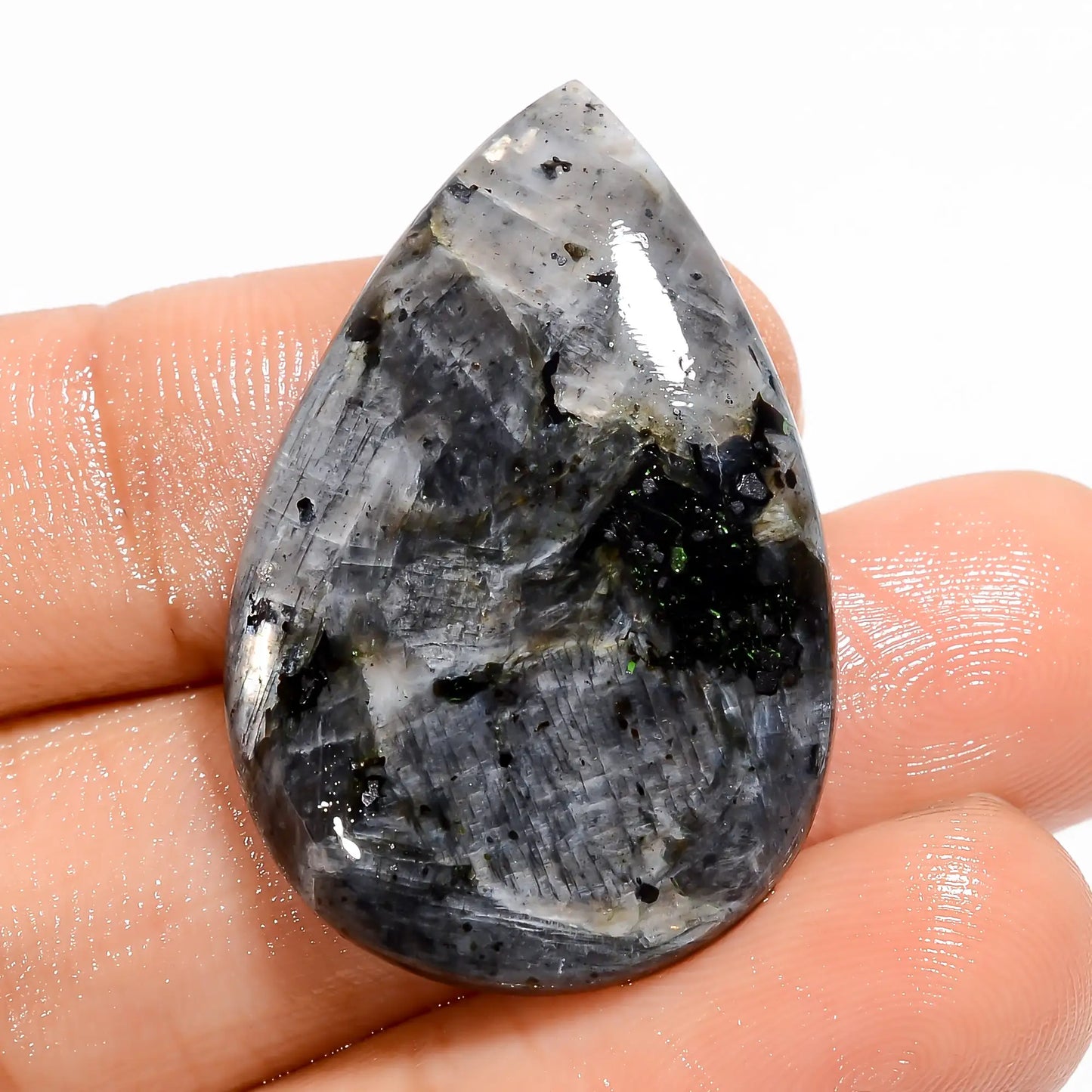 Wonderful Top Grade Quality 100% Natural Larvikite Pear Shape Cabochon Loose Gemstone For Making Jewelry 28 Ct. 32X21X4 mm V-5223