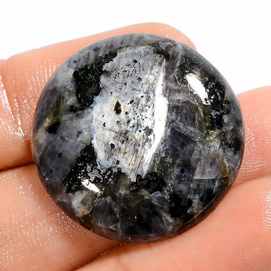 Amazing Top Grade Quality 100% Natural Larvikite Round Shape Cabochon Loose Gemstone For Making Jewelry 31 Ct. 26X26X5 mm V-5224