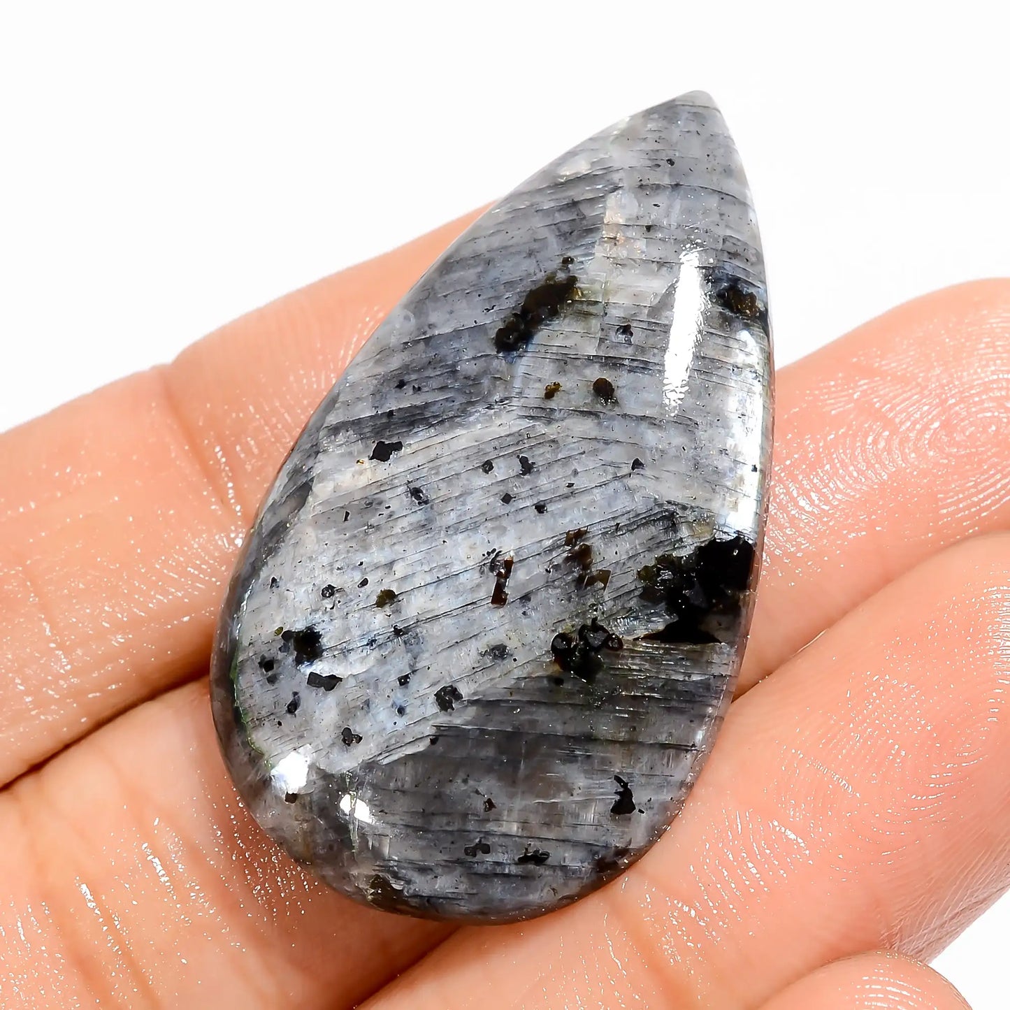 Awesome Top Grade Quality 100% Natural Larvikite Pear Shape Cabochon Loose Gemstone For Making Jewelry 36.5 Ct. 37X21X5 mm V-5226