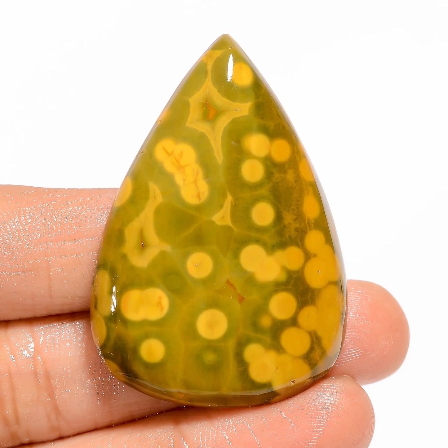 Excellent Top Grade Quality 100% Natural Ocean Jasper Pear Shape Cabochon Loose Gemstone For Making Jewelry 77 Ct. 45X31X6 mm V-5230