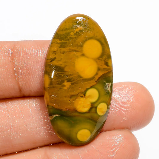 Mind Blowing Top Grade Quality 100% Natural Ocean Jasper Oval Shape Cabochon Loose Gemstone For Making Jewelry 27 Ct. 33X17X5 mm V-5238