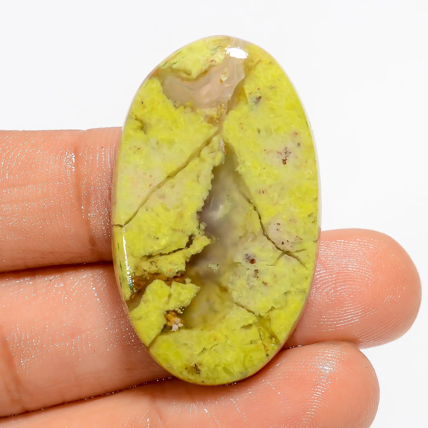 Amazing Top Grade Quality 100% Natural Green Opal Oval Shape Cabochon Loose Gemstone For Making Jewelry 39 Ct. 37X22X5 mm V-5248