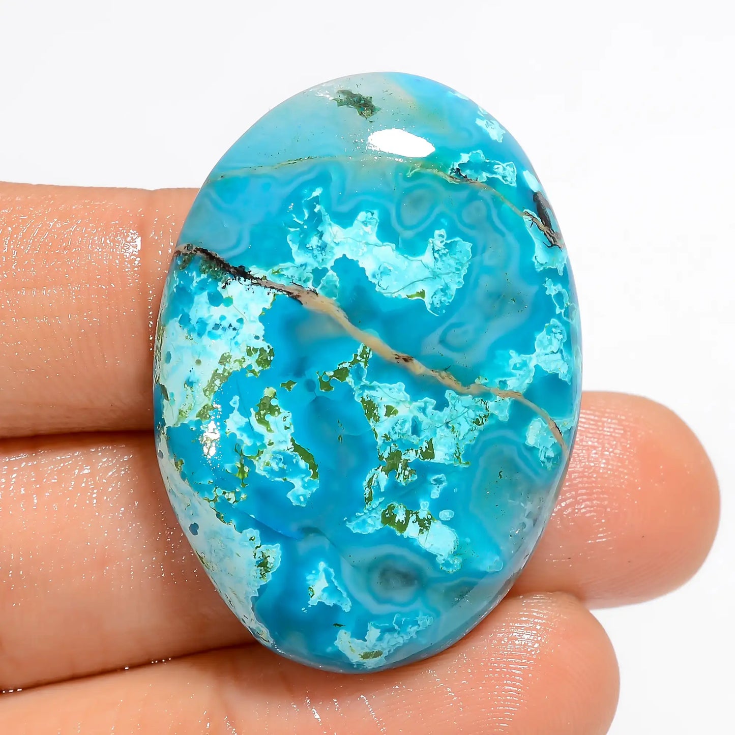 Attractive Top Grade Quality 100% Natural Turquoise Oval Shape Cabochon Loose Gemstone For Making Jewelry 56 Ct. 35X25X7 mm V-5251