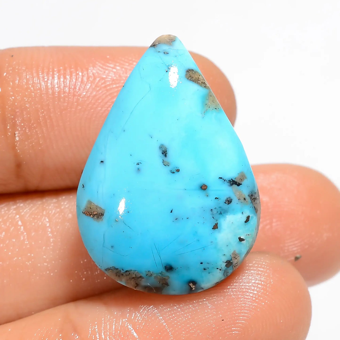 Elegant Top Grade Quality 100% Natural Turquoise Pear Shape Cabochon Loose Gemstone For Making Jewelry 32.5 Ct. 24X17X11 mm V-5258