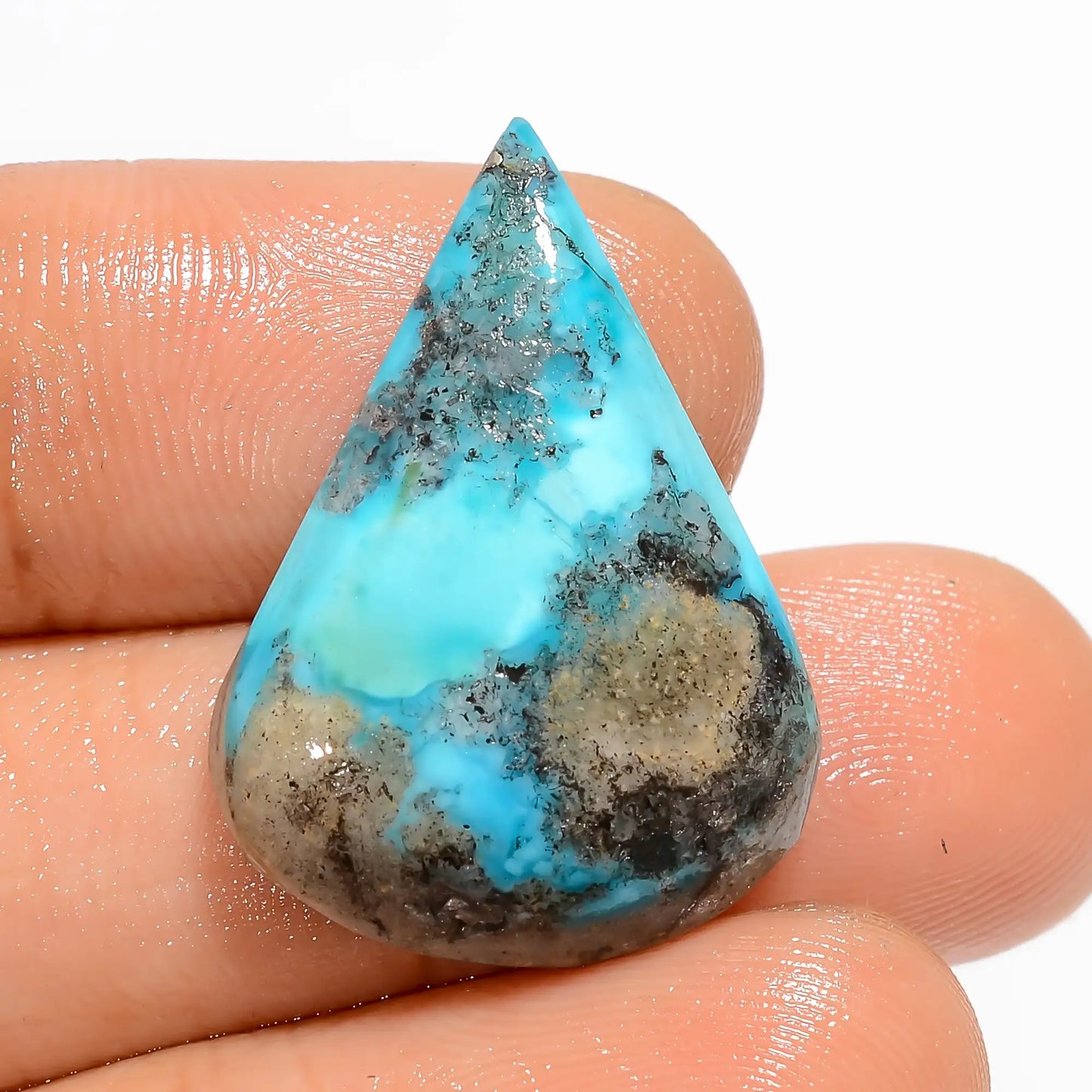 Unique Top Grade Quality 100% Natural Turquoise Pear Shape Cabochon Loose Gemstone For Making Jewelry 17.5 Ct. 25X18X5 mm V-5262