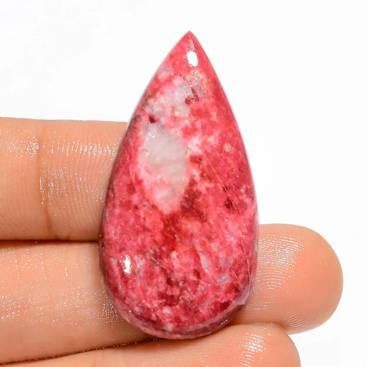 Amazing Top Grade Quality 100% Natural Pink Thulite Pear Shape Cabochon Loose Gemstone For Making Jewelry 39 Ct. 36X18X5 mm V-5266